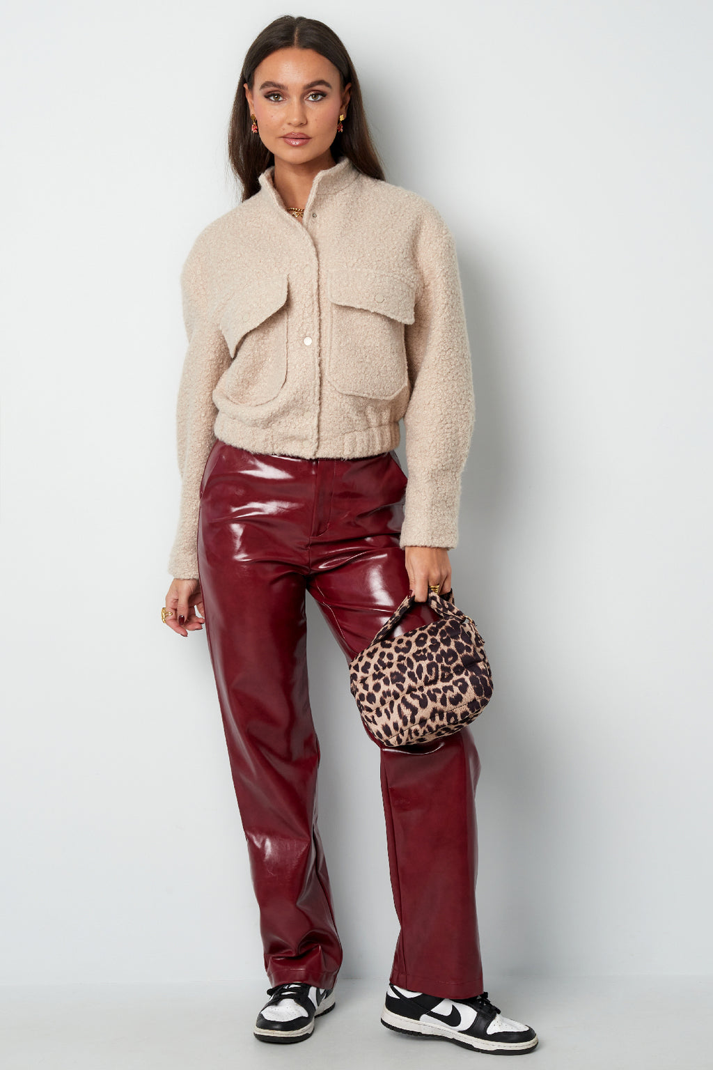 Geweven Polyestervezel Vrouwen Jas Casual Solide Kleur Herfst/Winter