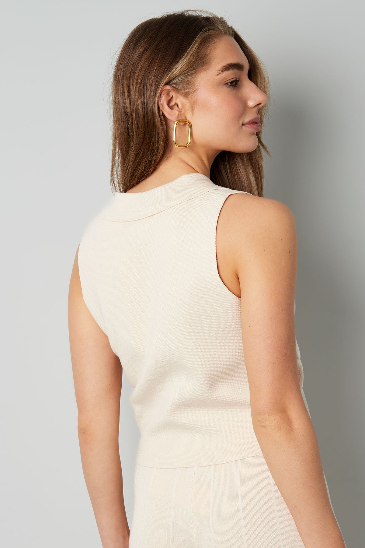 Viscose Dames mouwloze top V-hals knoopvoorkant