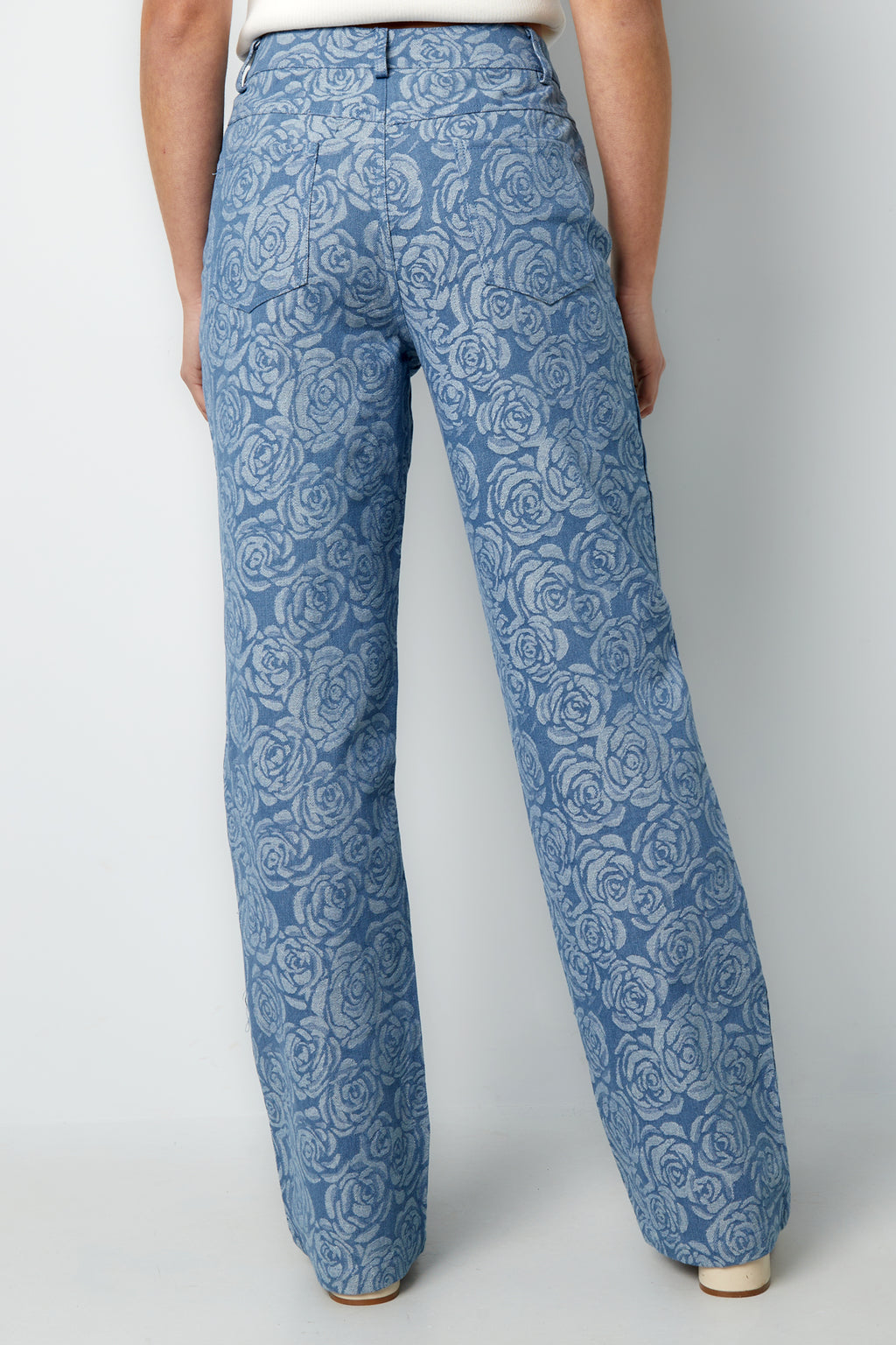Cotton Woven Vrouwen Rechte Broek Casual Bloemenprint