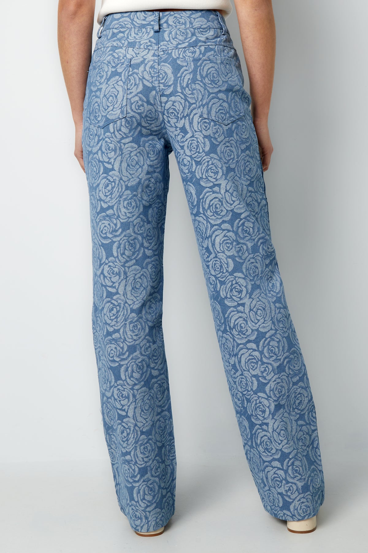 Cotton Woven Vrouwen Rechte Broek Casual Bloemenprint