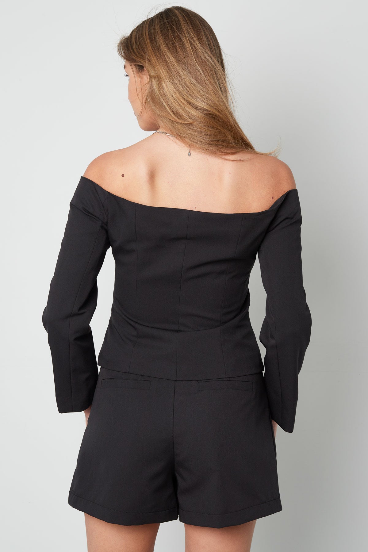 Polyester Vrouwen Off-Shoulder Lange Mouw Top Gesloten Voorkant Ontwerp
