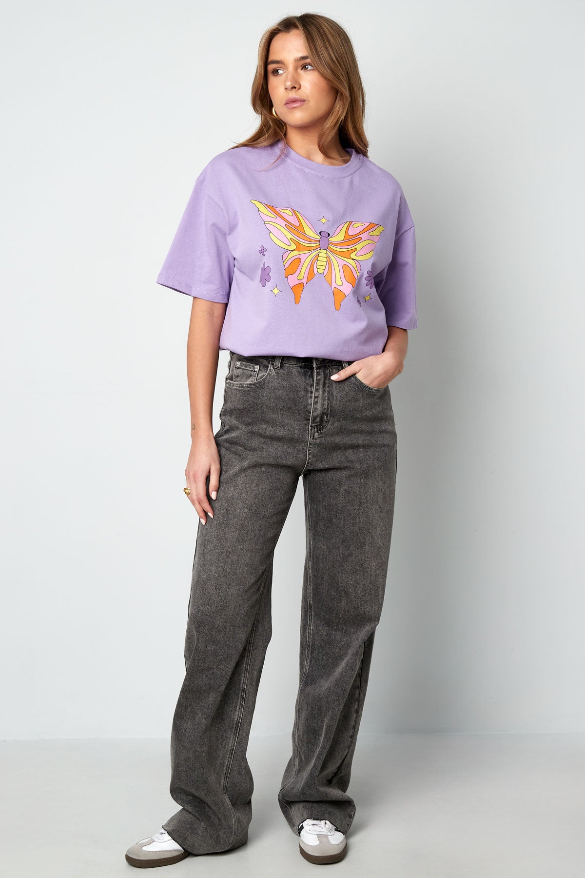 Cotton Vrouwen T-shirt Oversized Vlinder Print