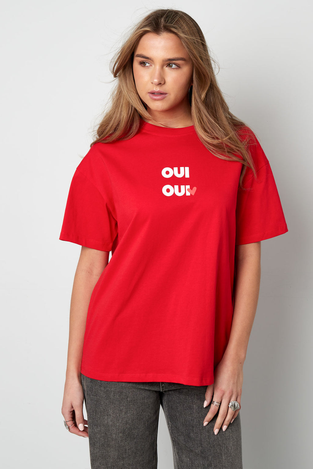 Cotton Vrouwen T-shirt Oversized OUI Print