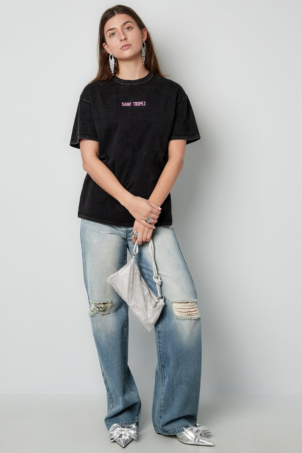 Cotton Vrouwen T-shirt Oversized Saint Tropez Print