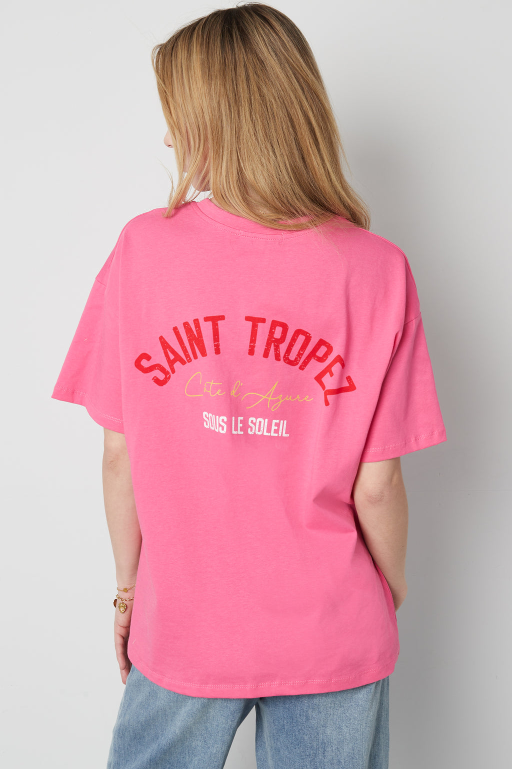 Cotton Vrouwen T-shirt Oversized Saint Tropez Print