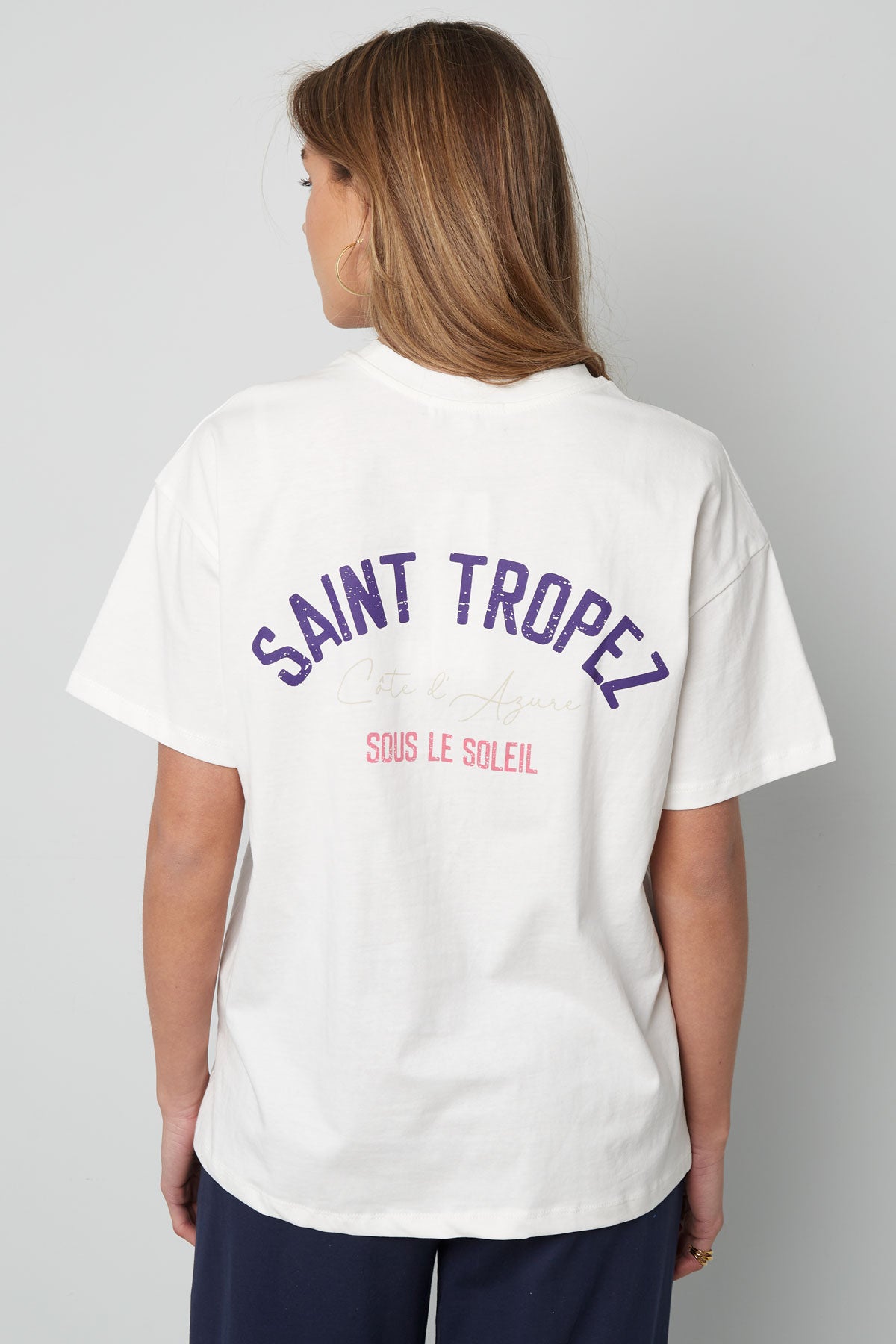 Cotton Vrouwen T-shirt Oversized Saint Tropez Print