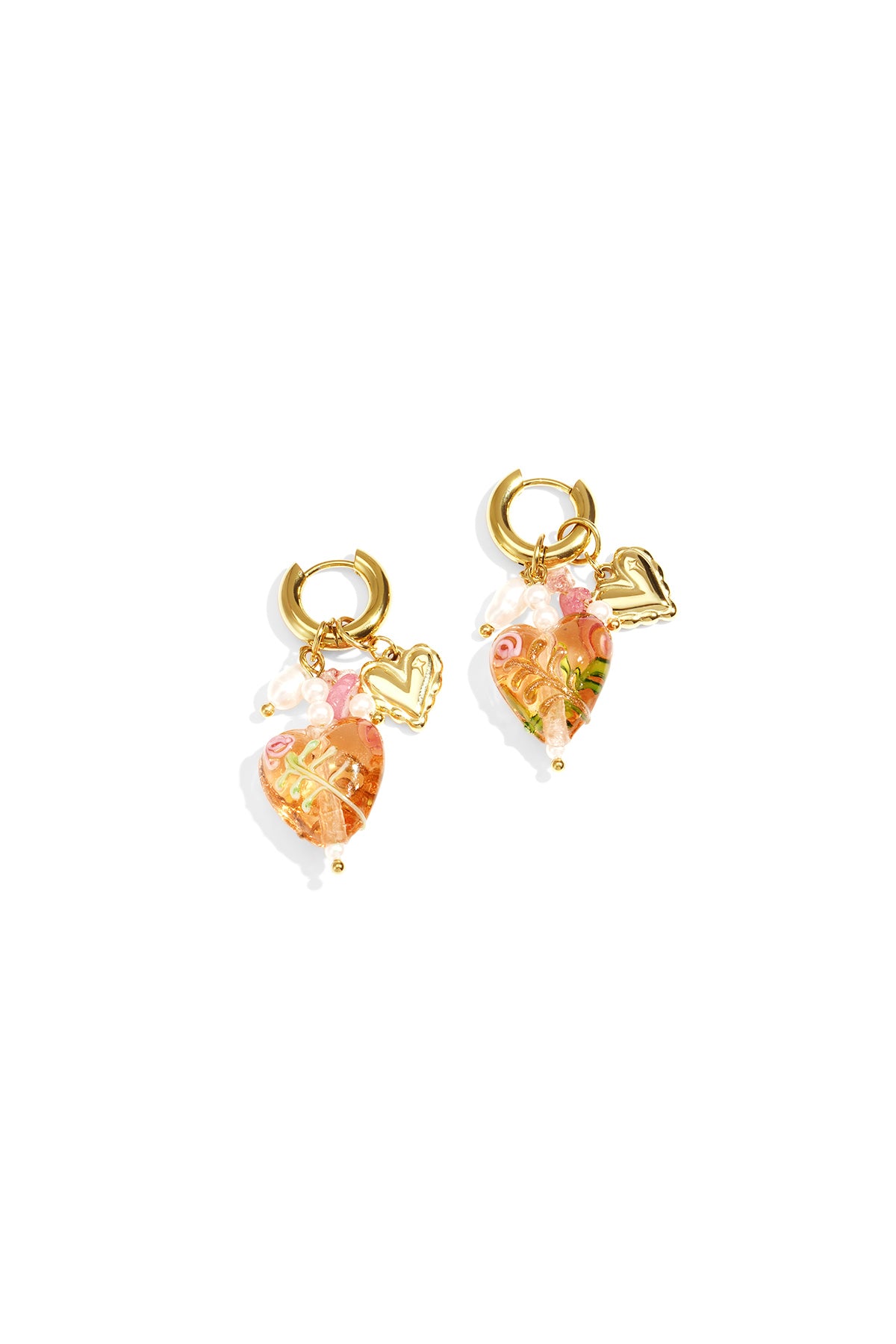 Pastelkleurige hart oorbellen