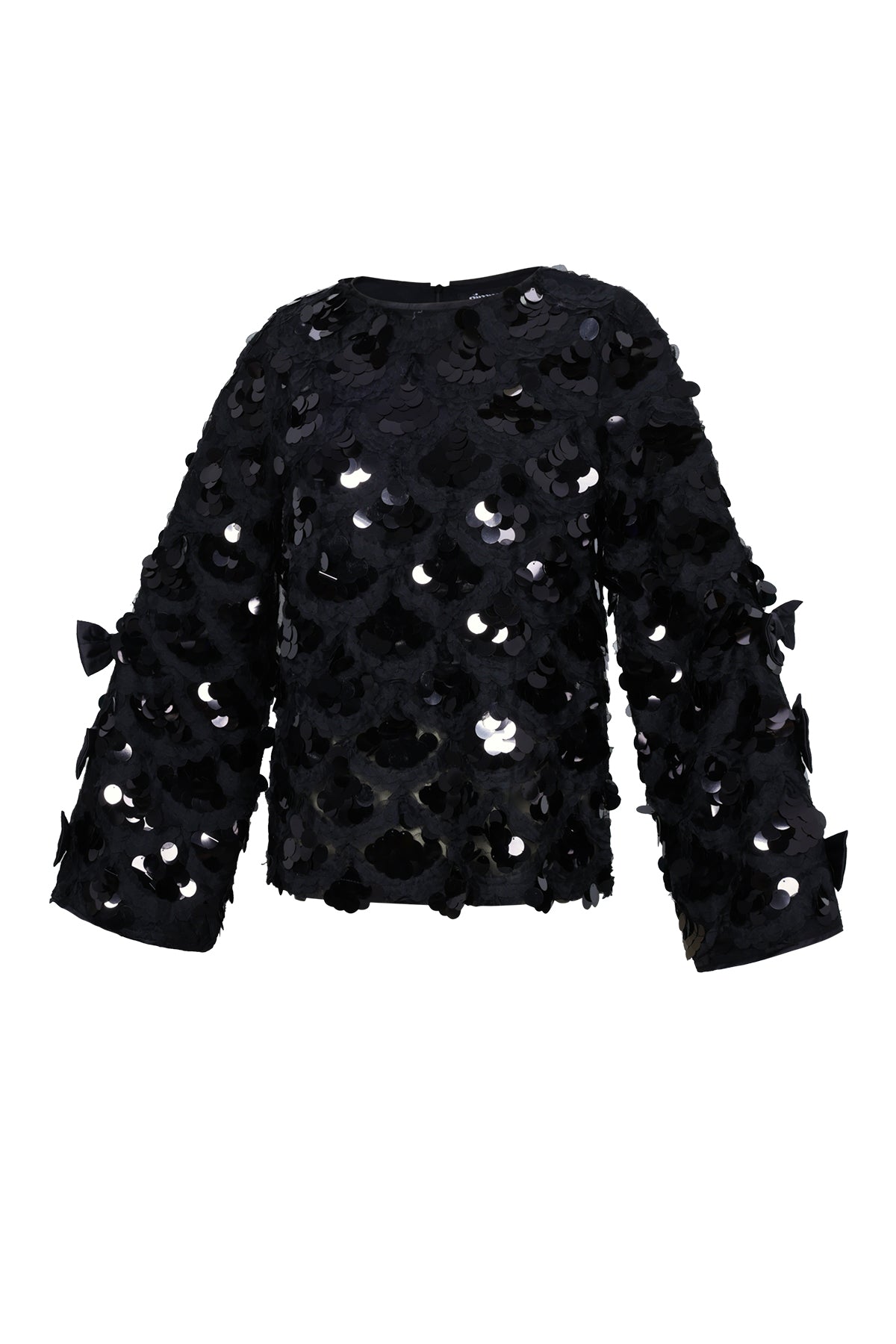 Woven Polyester Fiber Vrouwen Lange Mouwen Tops Elegant Sequins Statement