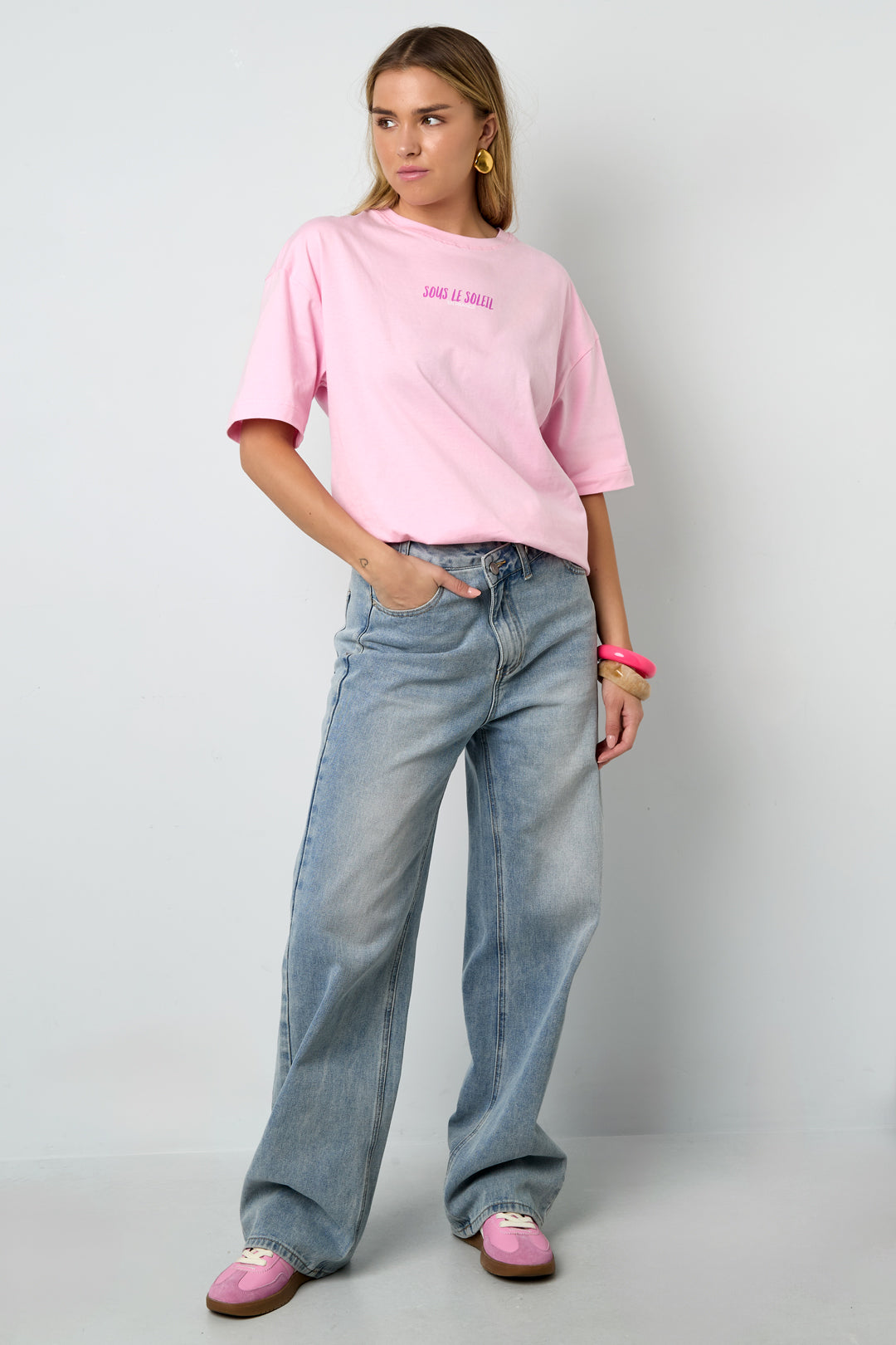 Katoen Gebreide Vrouwen T-shirt Casual Letters