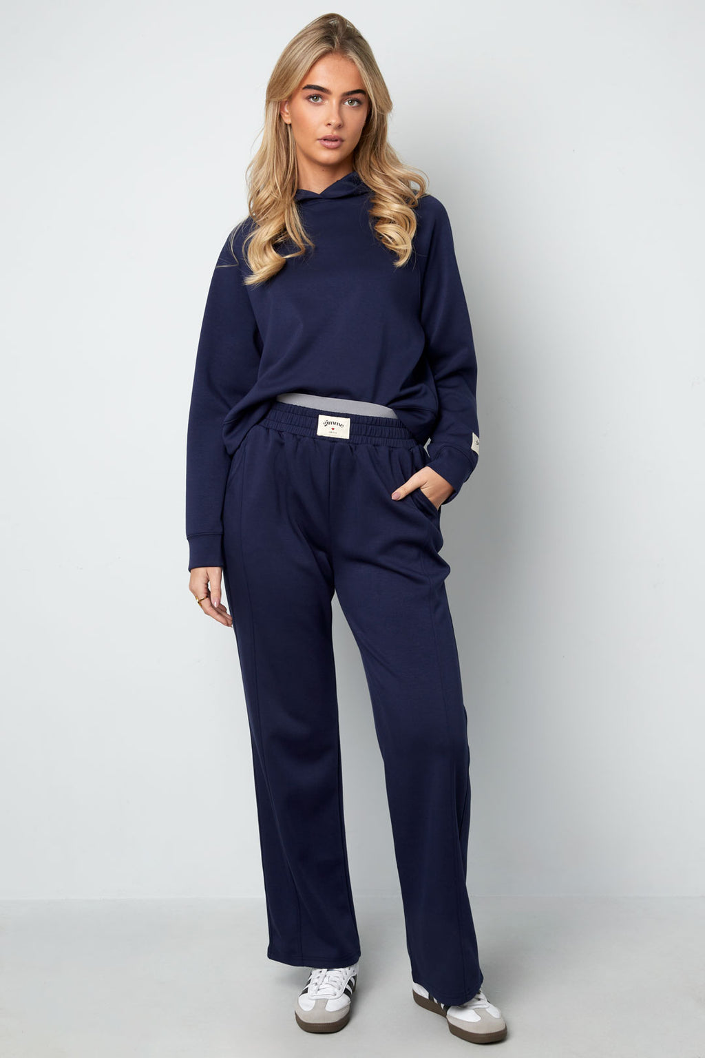 Gebreide Polyestervezel Vrouwen Rechte Broek Sportief Eenvoudige Kleur