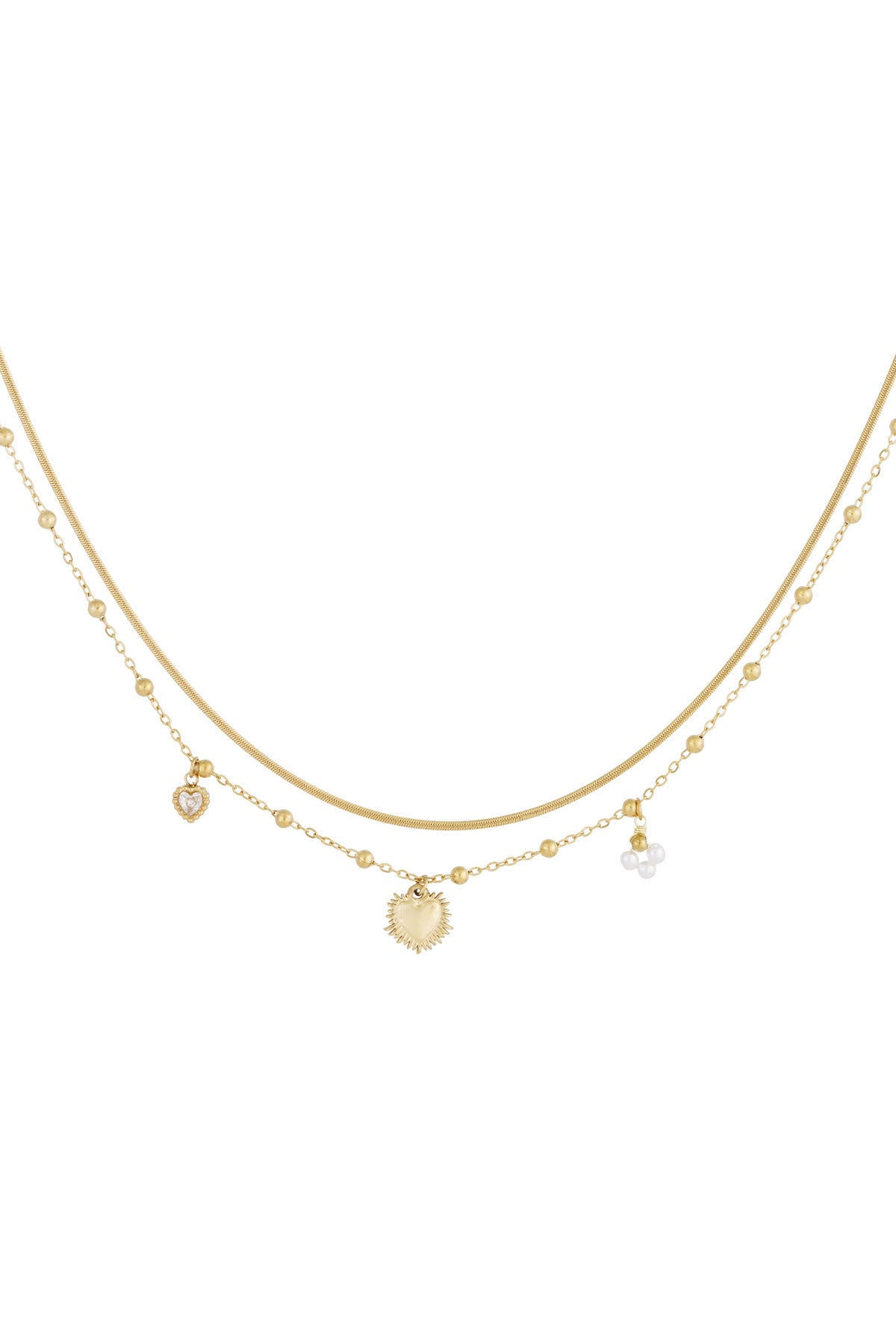 dubbele ketting met hart bedel