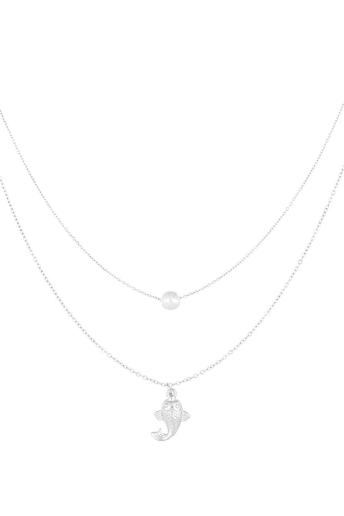 Fish and pearl Necklace - Goud kleur