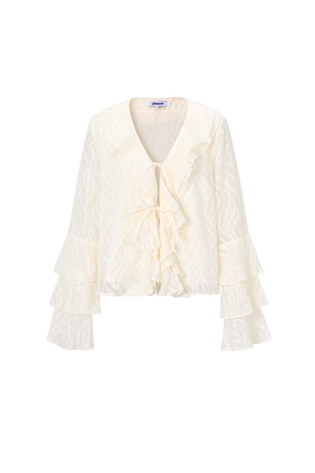 Geweven Polyestervezel Vrouwen Lange Mouwen Tops Elegant Botanisch