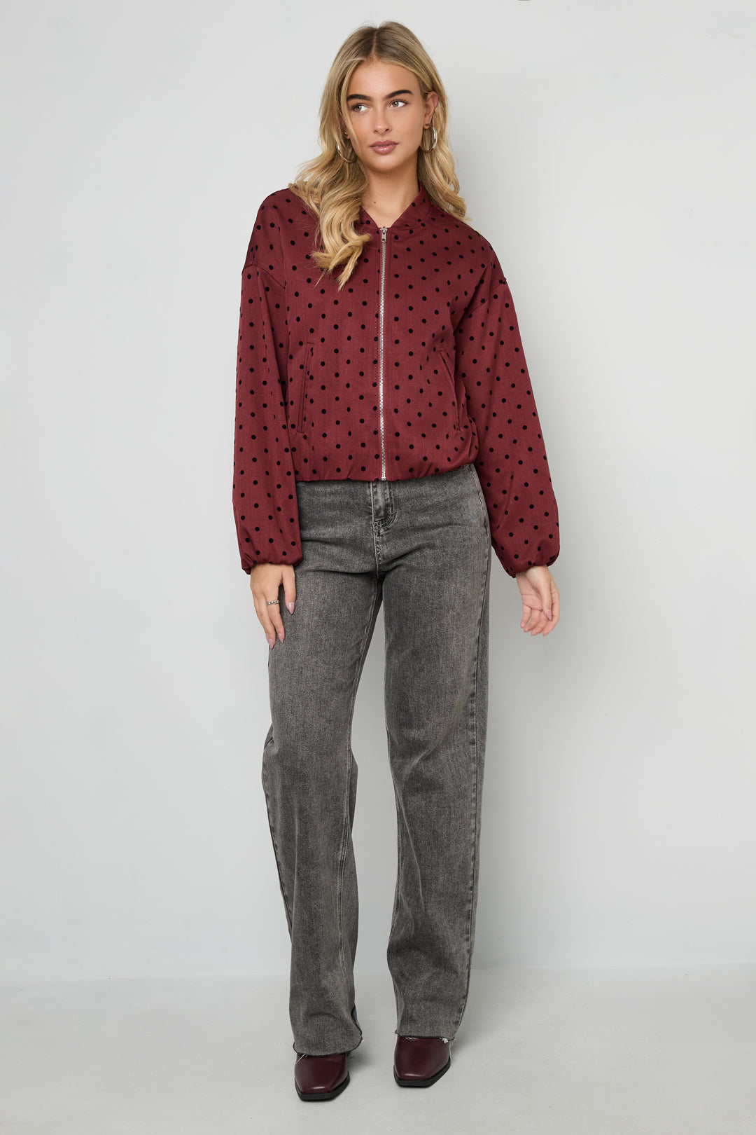 Geweven Polyestervezel Vrouwen Jas Casual Puntjes