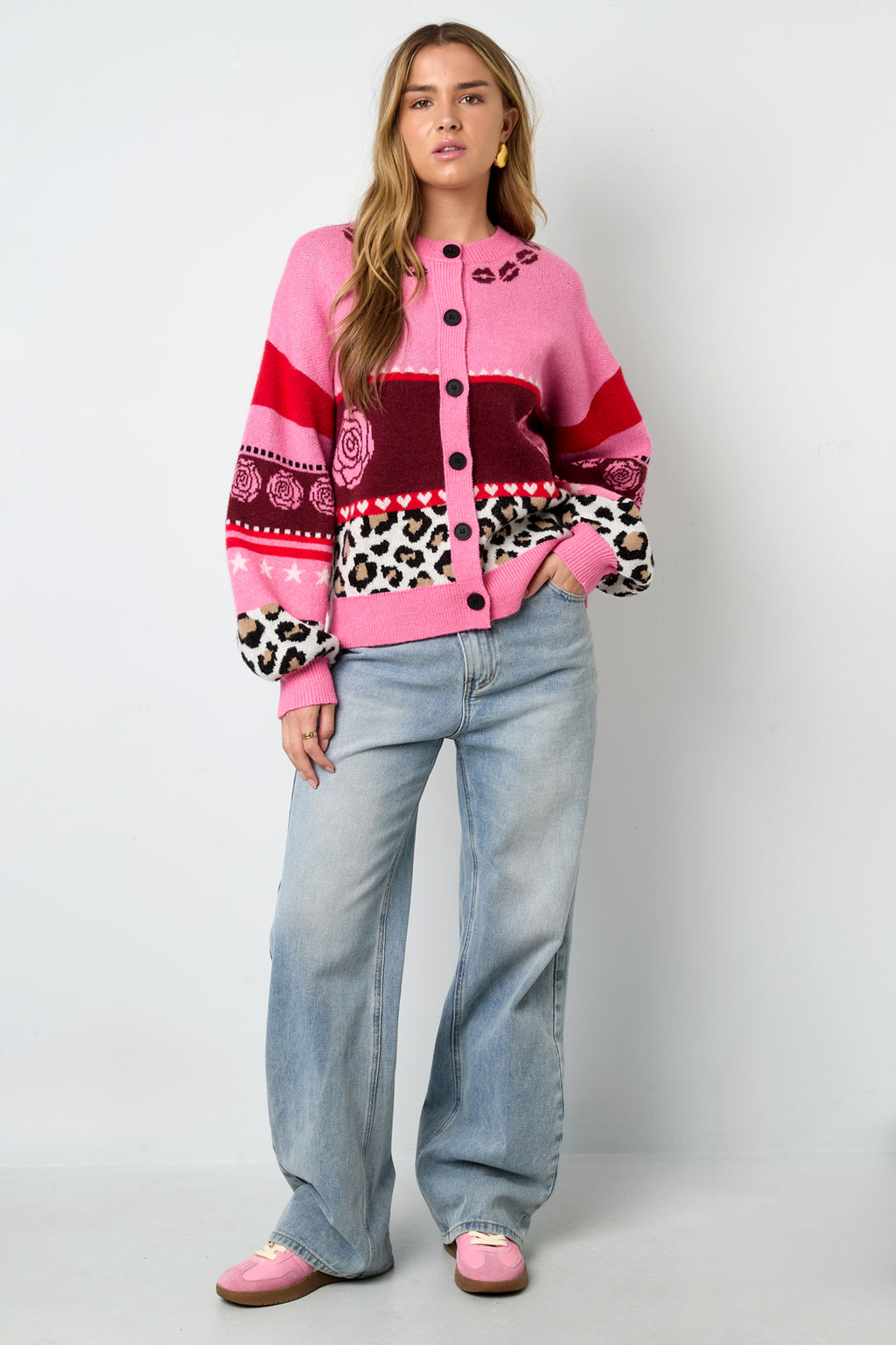 Gebreide Polyestervezel Vrouwen Cardigan Casual Bloemenprint