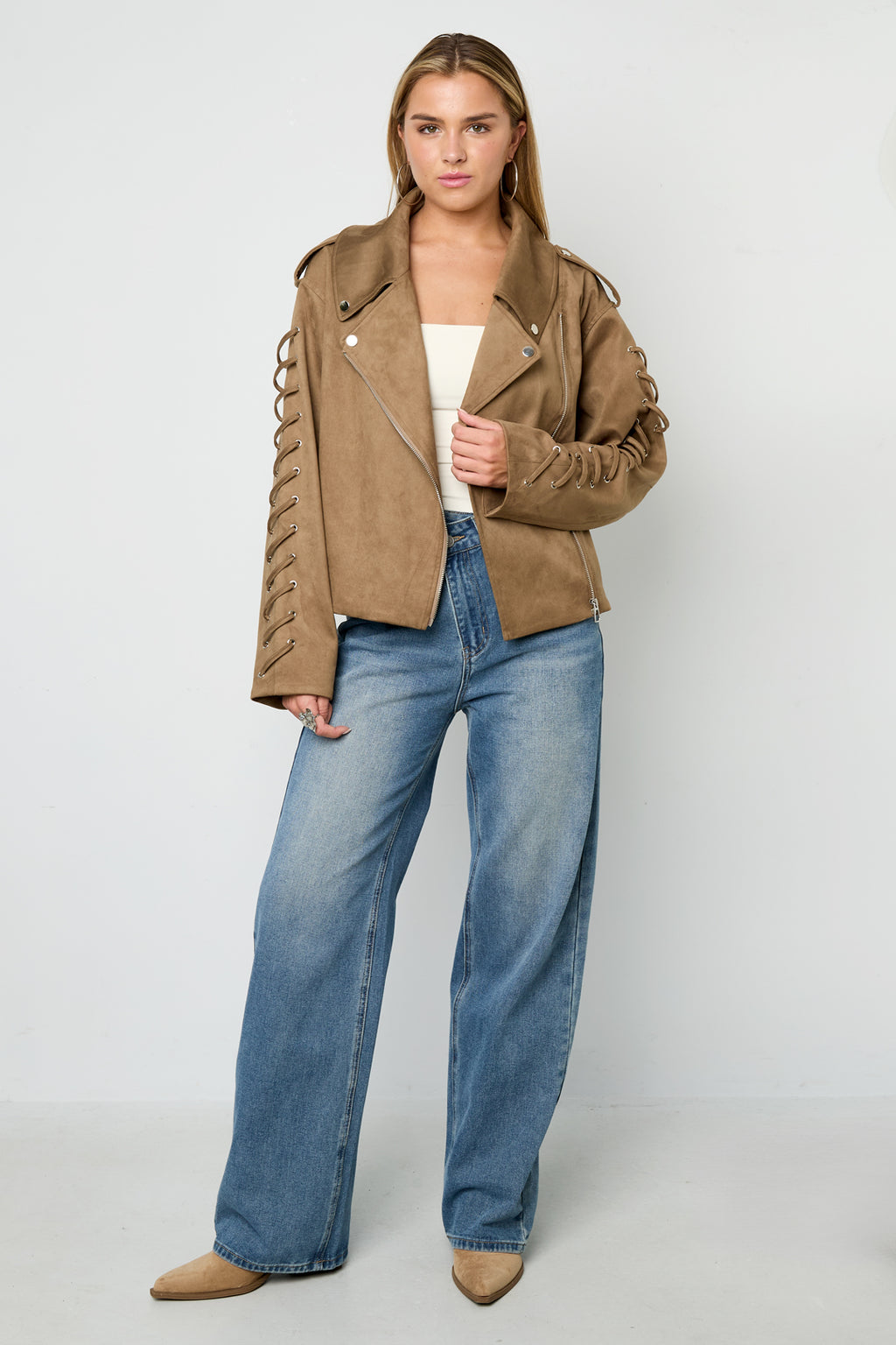 Woven Polyester Fiber Vrouwen Jas Street Style Tie-up