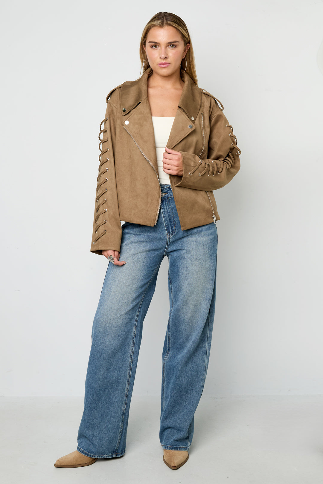 Woven Polyester Fiber Vrouwen Jas Street Style Tie-up