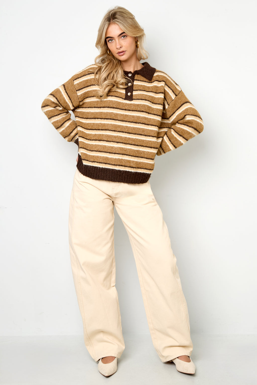 Gebreide Polyestervezel Vrouwen Trui Casual Strepen