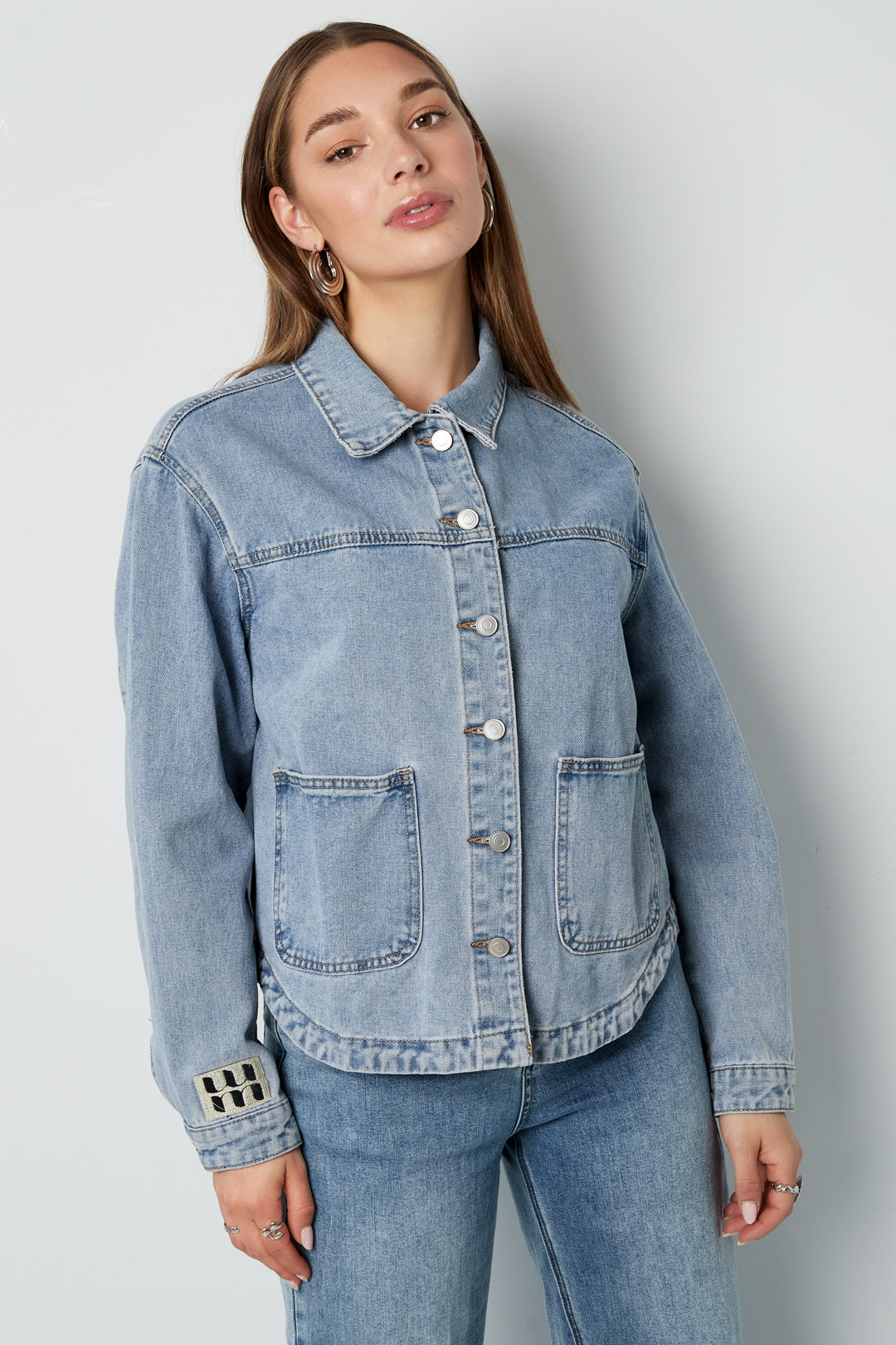 Denim Vrouwen Jas Classic Fit met Merklogo Patch