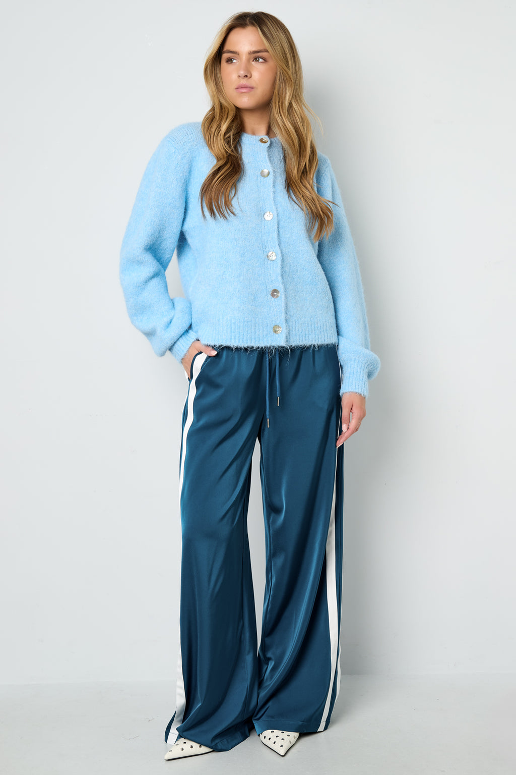 Geweven Polyestervezel Vrouwen Rechte Broek Sportief Strepen