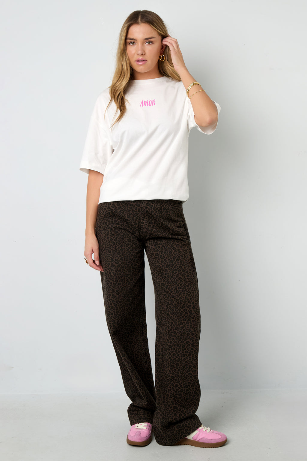 Katoen Gebreide Vrouwen T-shirt Casual Letters