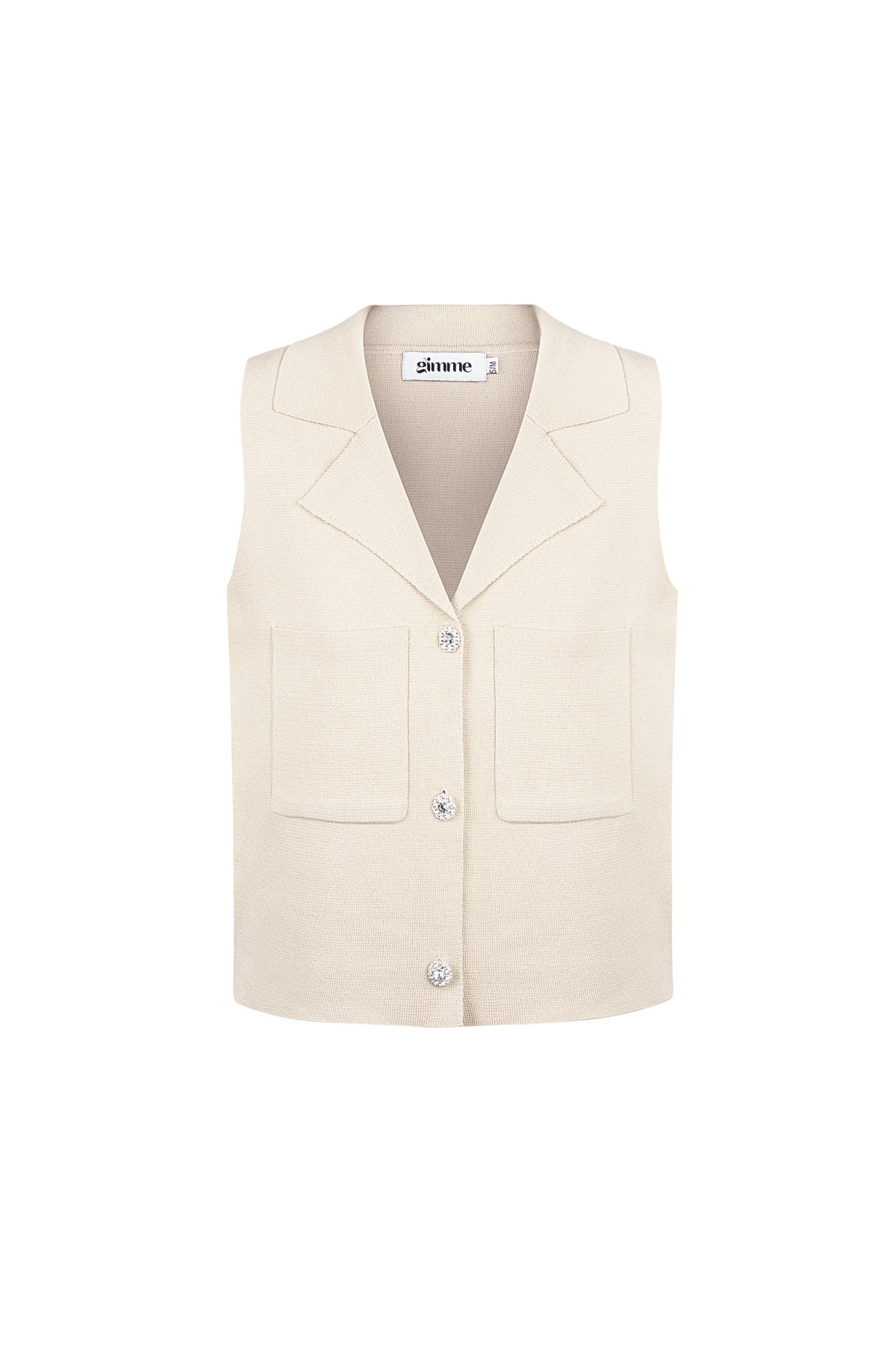 Viscose Dames mouwloze top V-hals knoopvoorkant