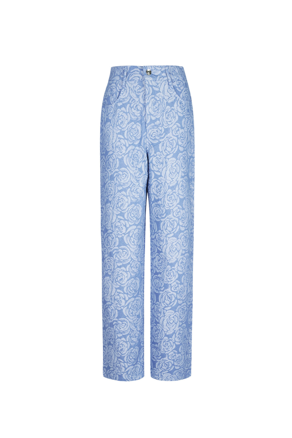 Cotton Woven Vrouwen Rechte Broek Casual Bloemenprint