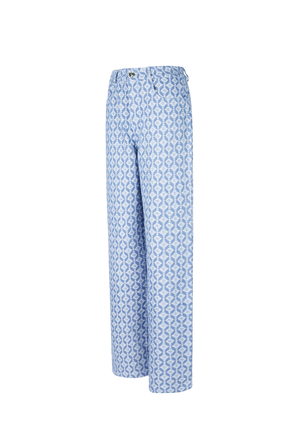 Cotton Woven Vrouwen Rechte Broek Geometrisch Patroon