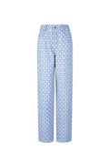 Cotton Woven Vrouwen Rechte Broek Geometrisch Patroon