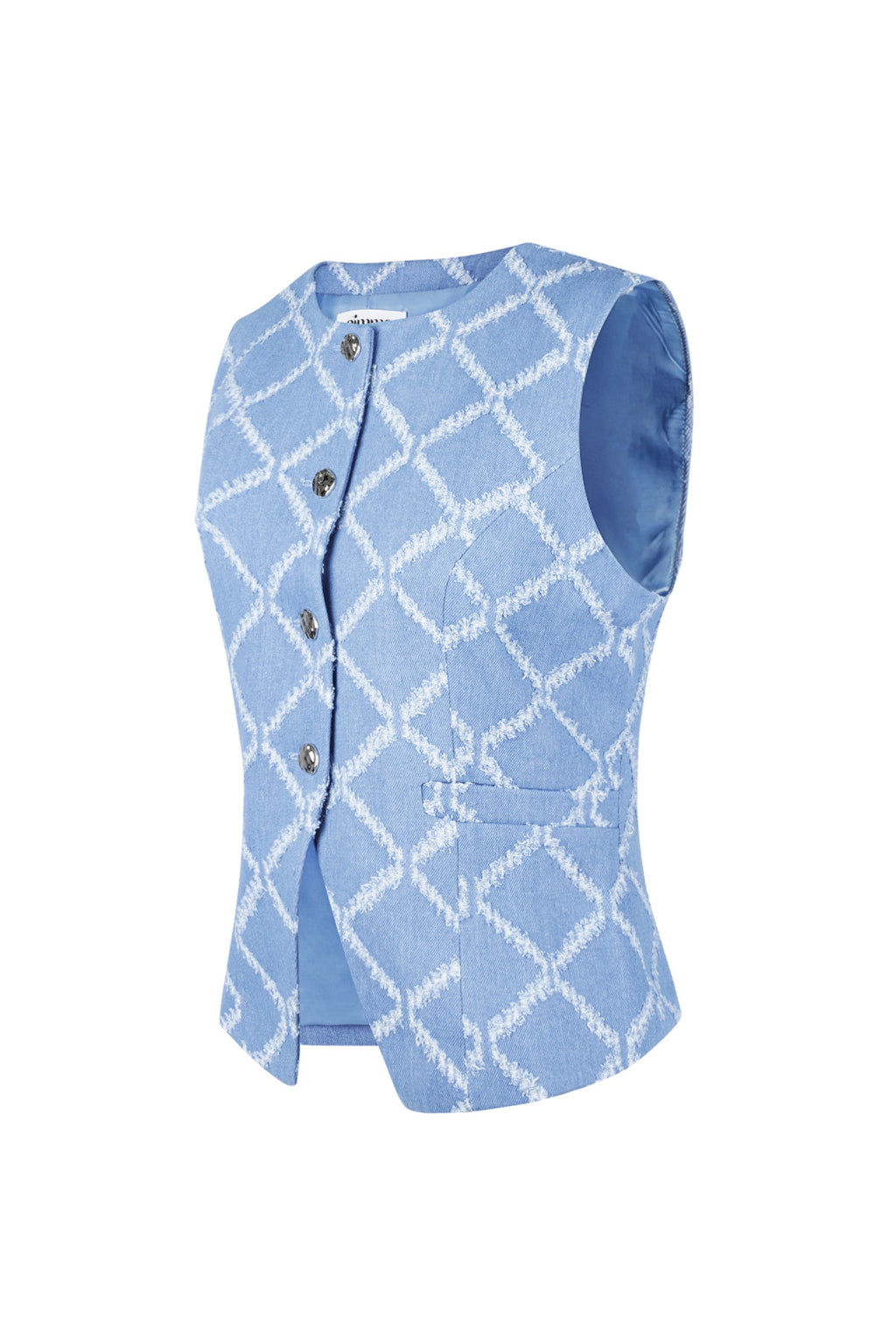 Cotton Vrouwen Mouwloze Top Gespeld Geometrisch Patroon