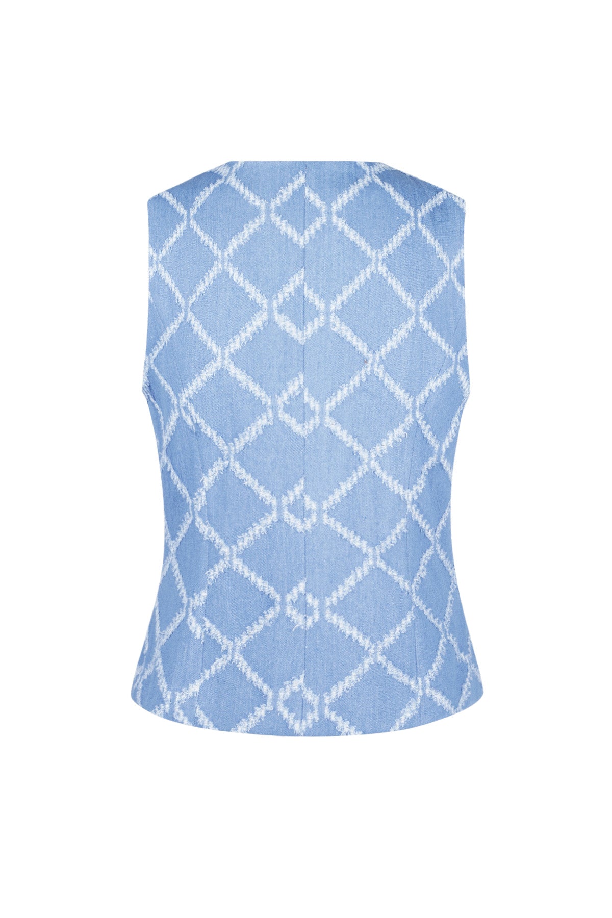 Cotton Vrouwen Mouwloze Top Gespeld Geometrisch Patroon