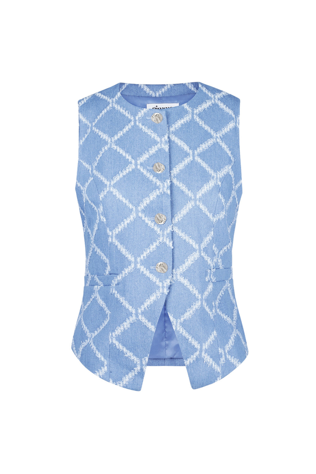 Cotton Vrouwen Mouwloze Top Gespeld Geometrisch Patroon