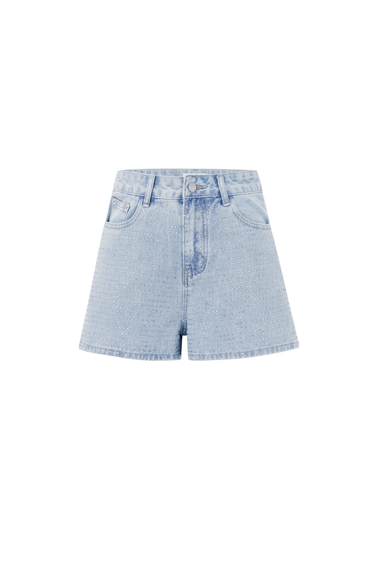 Denim Vrouwen High Waist Shorts Gepunctueerd Ontwerp