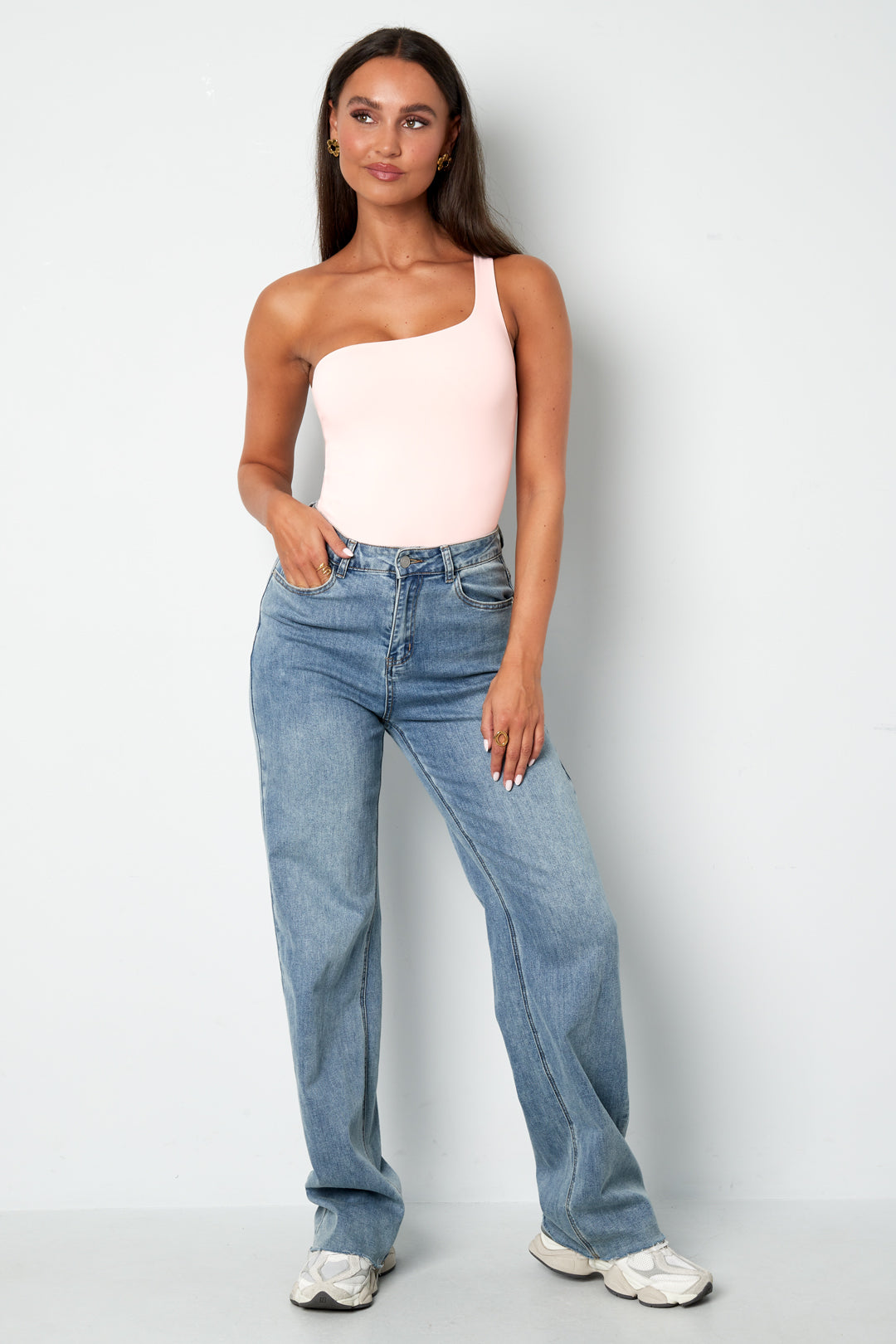 Gebreide Nylon Bodywear Bodysuit Eén-Schouder Lente/Zomer Solide Kleur