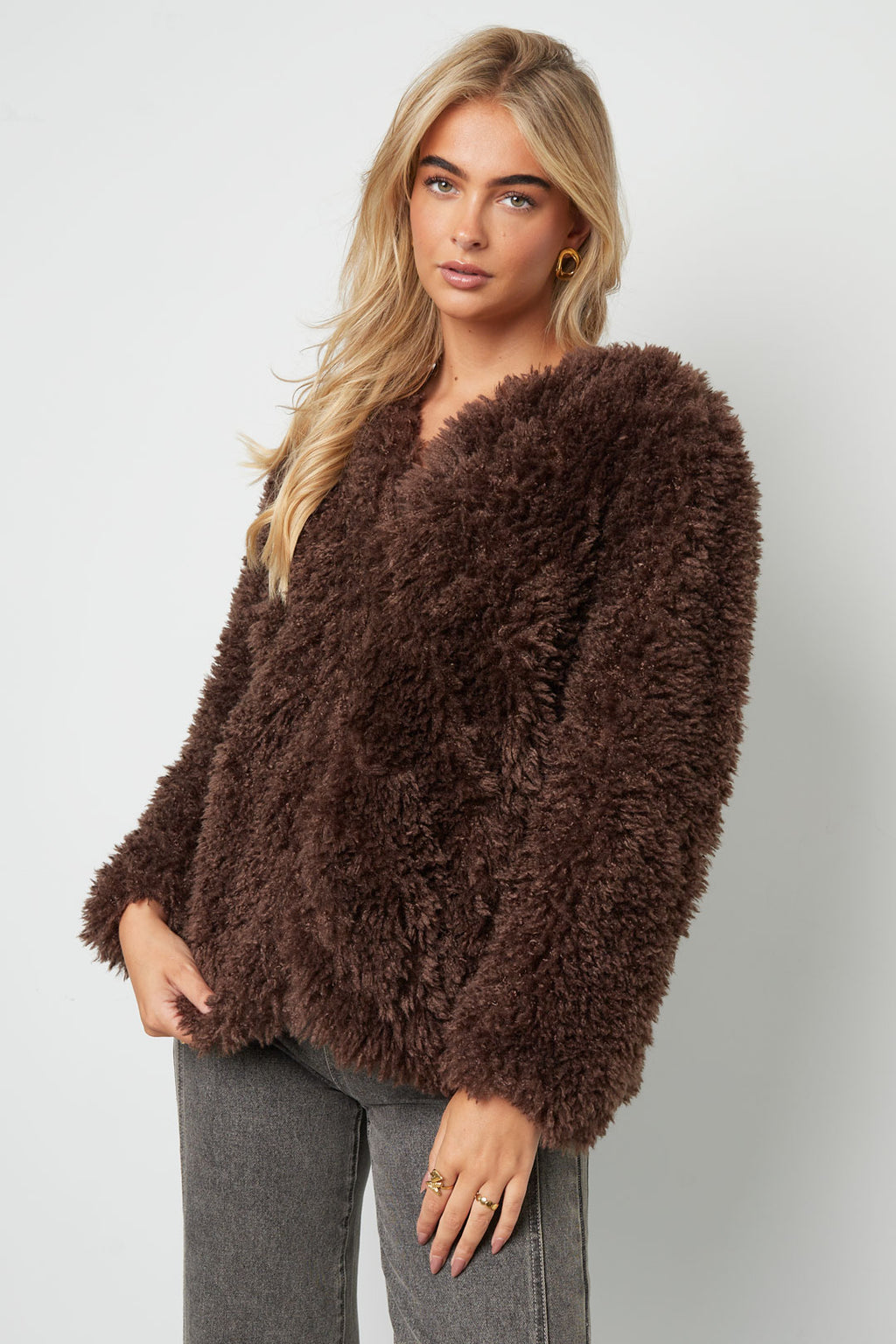 Geweven Polyestervezel Vrouwen Jas Elegant Solide Kleur Herfst/Winter