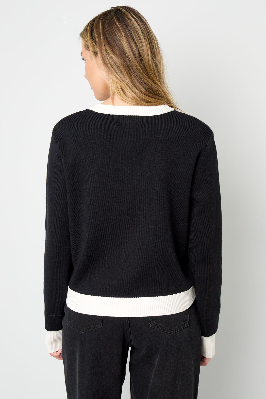 Gebreide Polyester Vrouwen Trui Casual Kleurcontrast