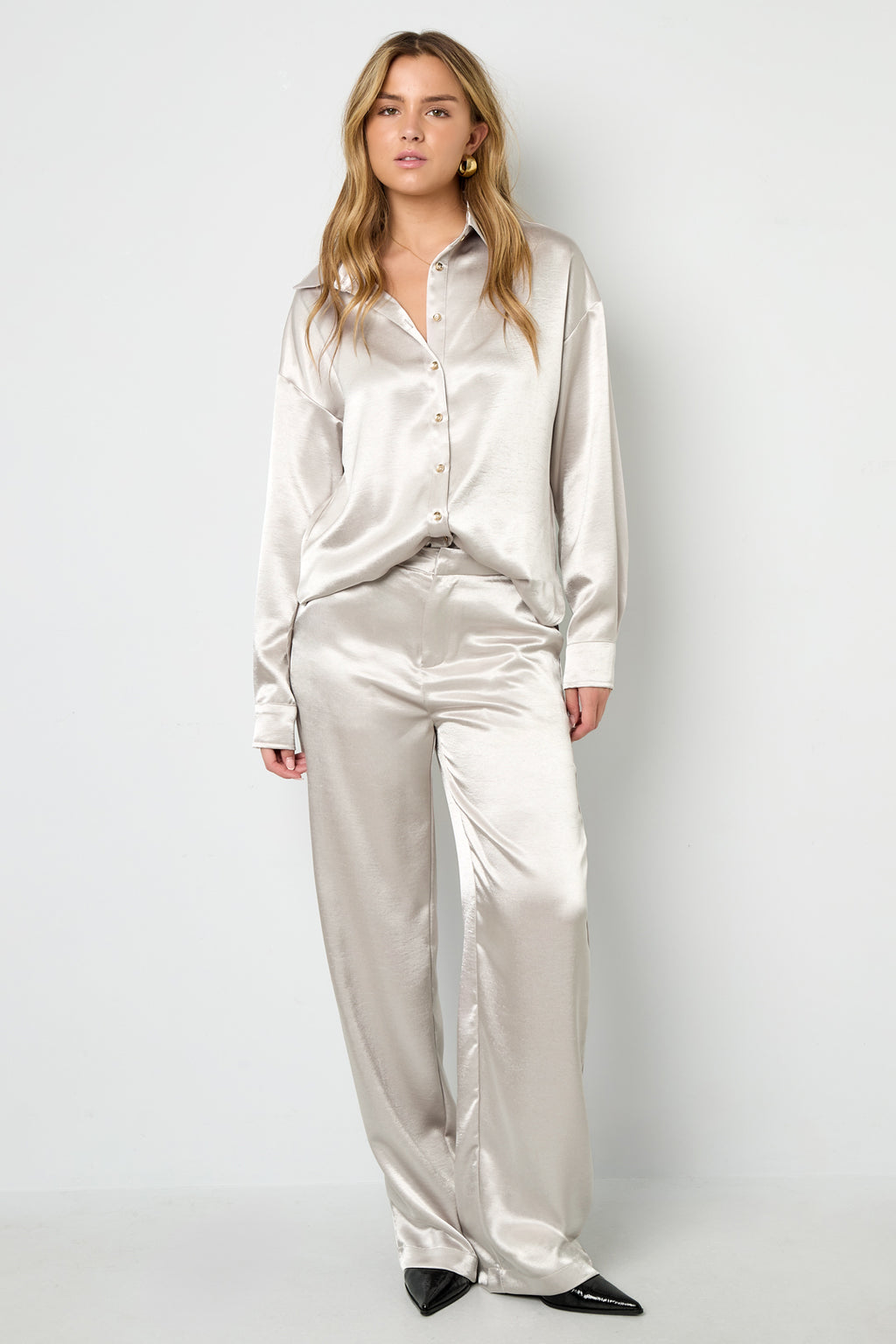 Geweven Polyestervezel Vrouwen Rechte Broeken Casual Effen Kleur Herfst/Winter