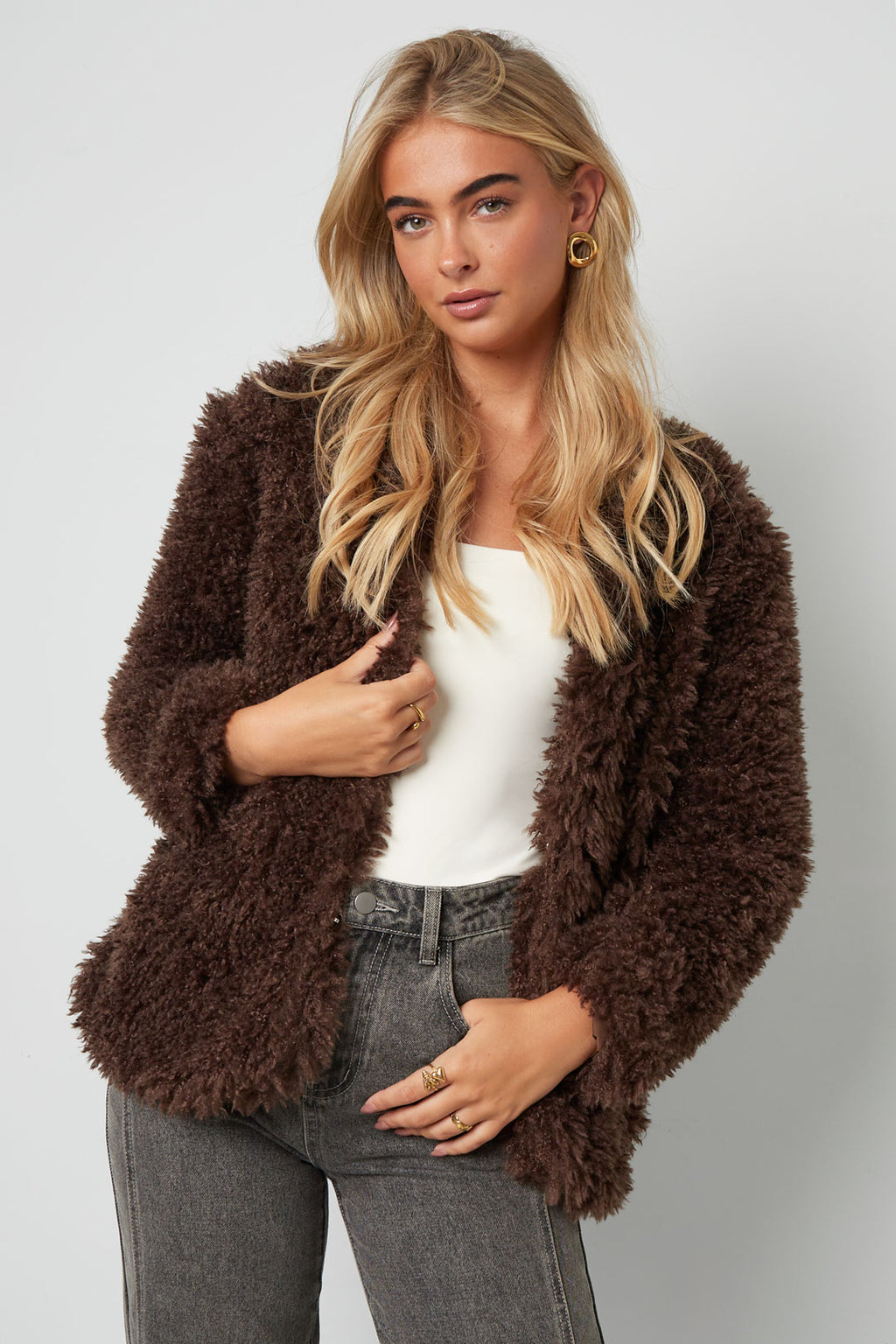 Geweven Polyestervezel Vrouwen Jas Elegant Solide Kleur Herfst/Winter