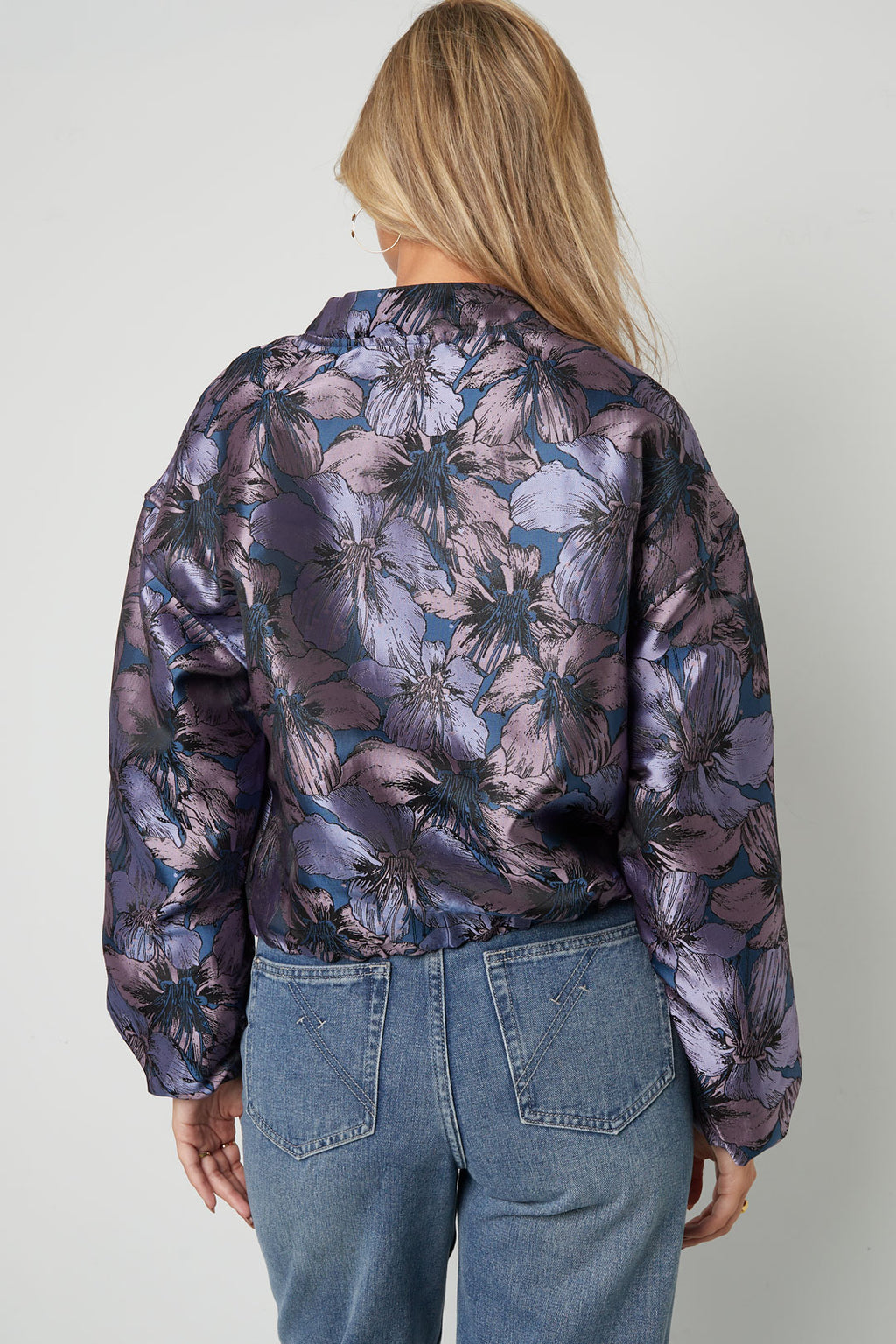 Woven Polyester Fiber Vrouwen Bomber Jas Casual Bloemenprint