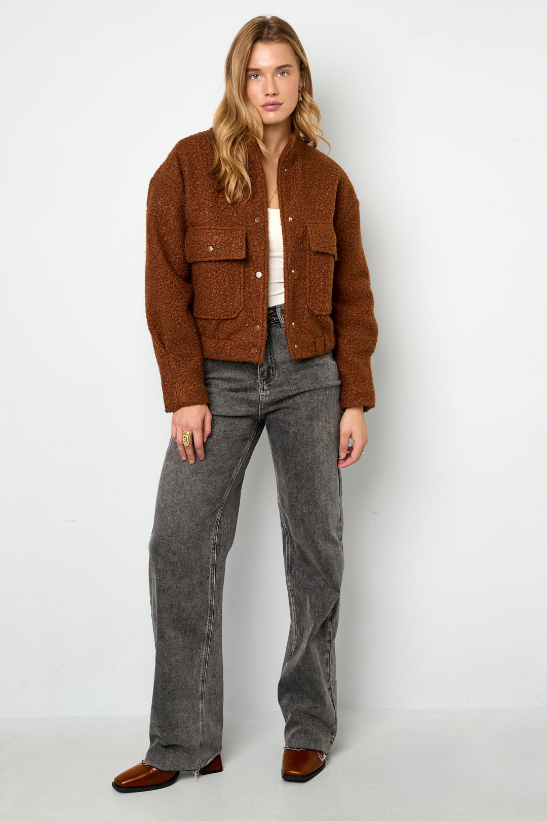 Geweven Polyestervezel Vrouwen Jas Casual Solide Kleur Herfst/Winter