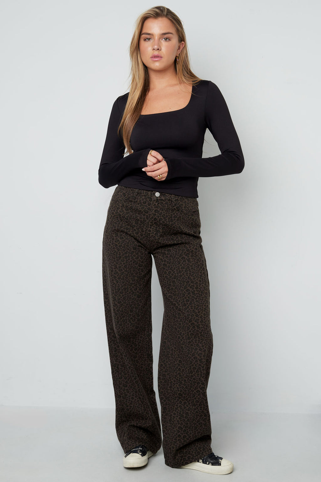 Gebreide Nylon Vrouwen Lange Mouw Top Basis Solide Kleur