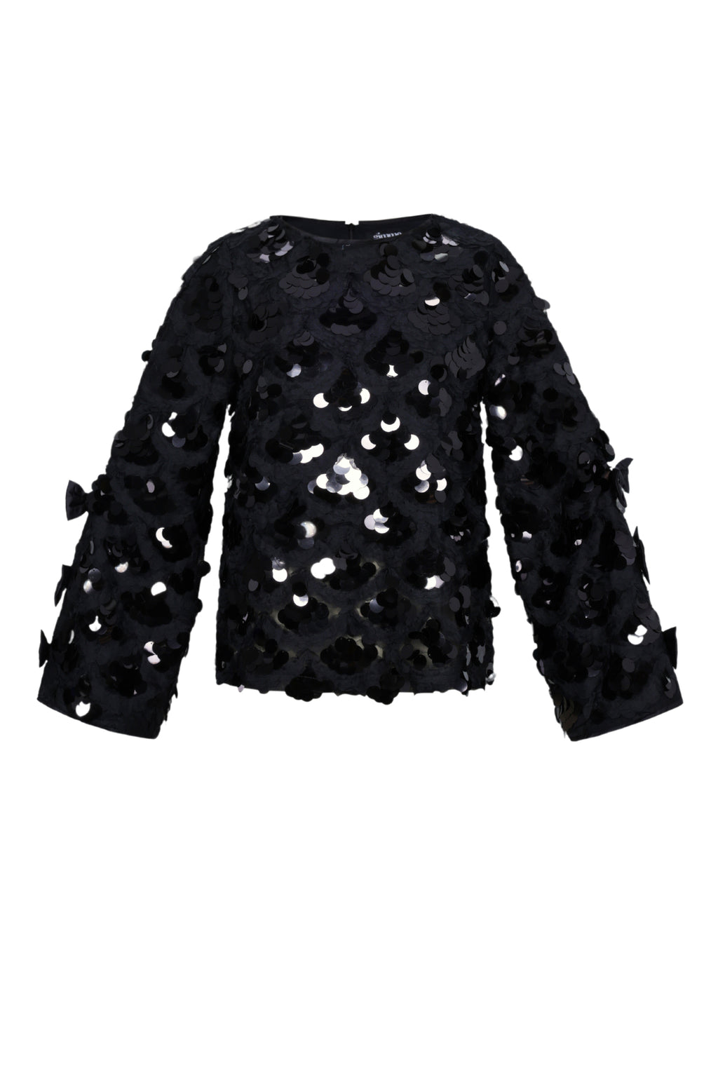 Woven Polyester Fiber Vrouwen Lange Mouwen Tops Elegant Sequins Statement