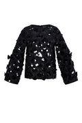 Woven Polyester Fiber Vrouwen Lange Mouwen Tops Elegant Sequins Statement