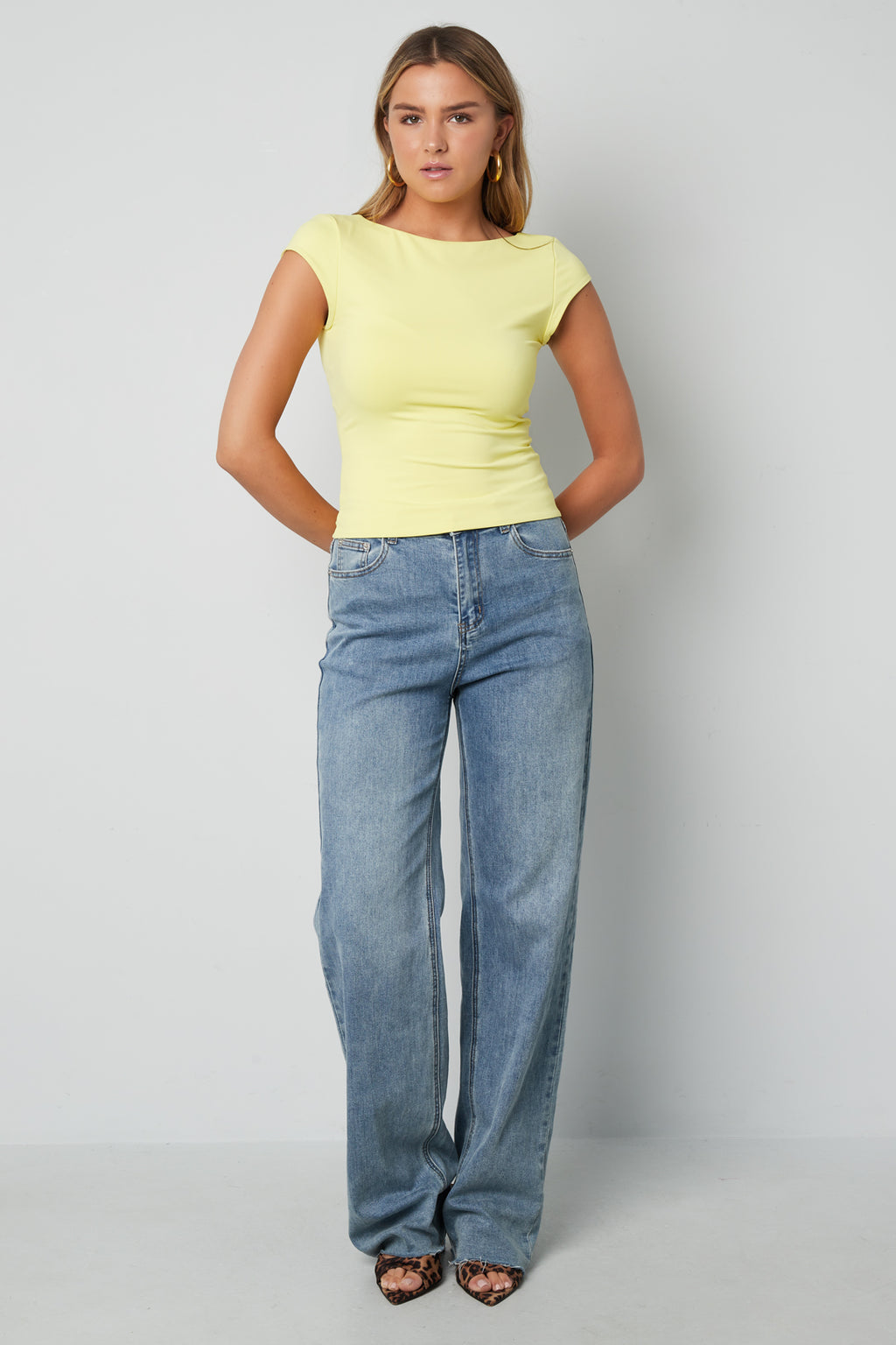 Nylon Gebreide Vrouwen T-shirt Basis Effen Kleur Lente/Zomer