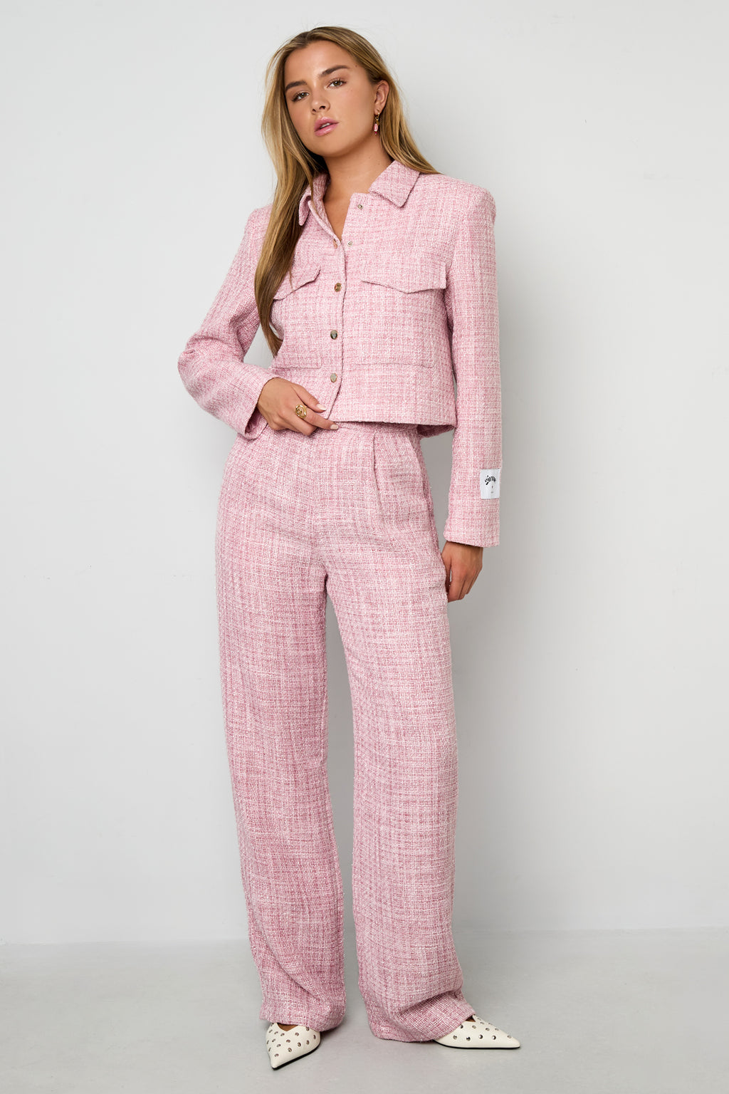 Geweven Polyestervezel Vrouwen Jas Elegant Geruit Statement