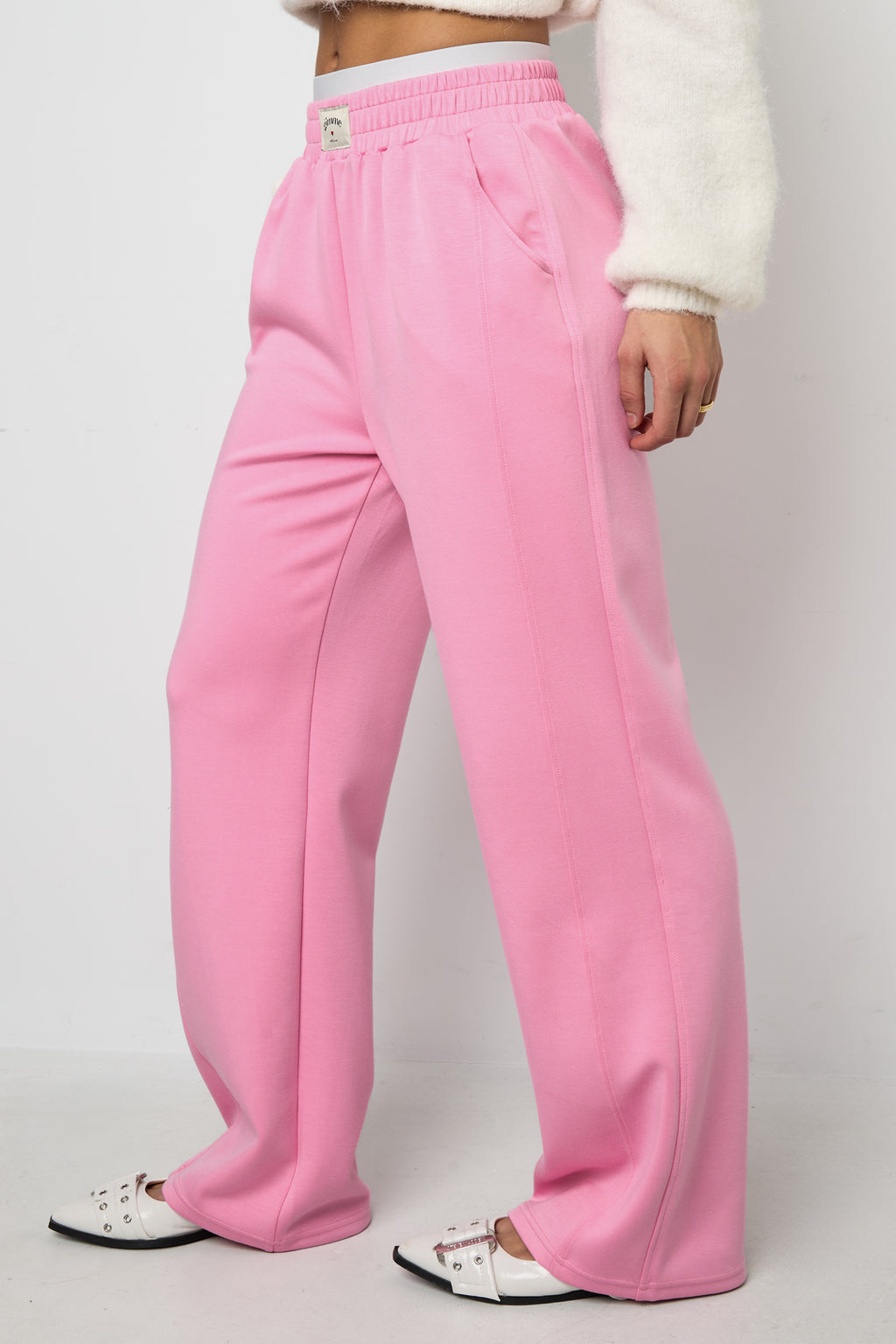 Gebreide Polyestervezel Vrouwen Rechte Broek Sportief Eenvoudige Kleur