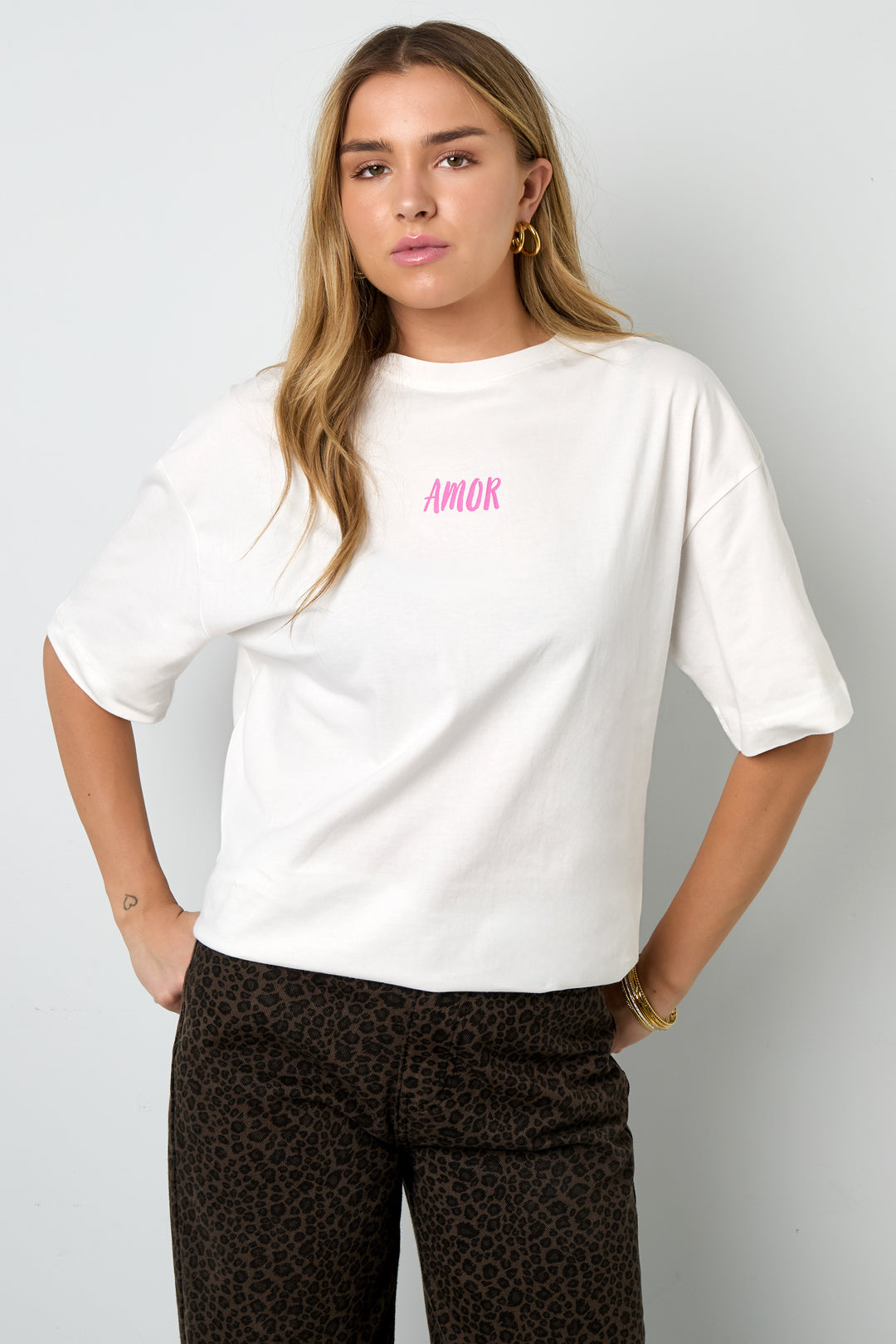 Katoen Gebreide Vrouwen T-shirt Casual Letters
