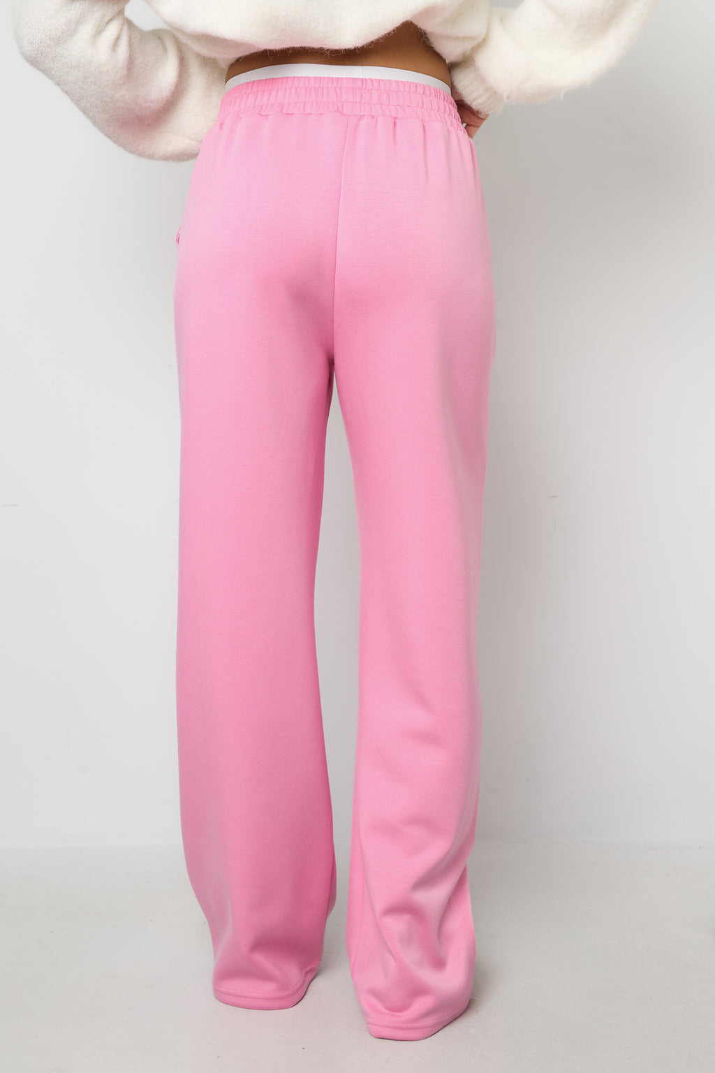 Gebreide Polyestervezel Vrouwen Rechte Broek Sportief Eenvoudige Kleur