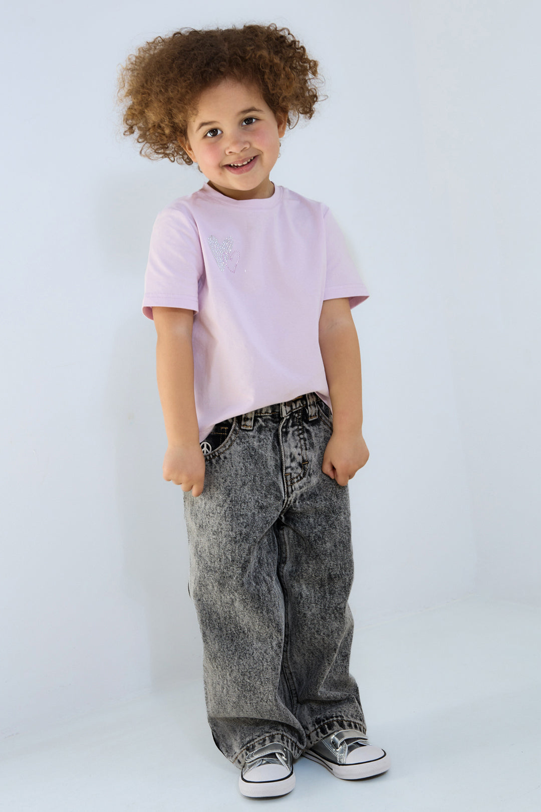 Cotton Kinder T-shirt Casual Geborduurde Hart Ontwerp