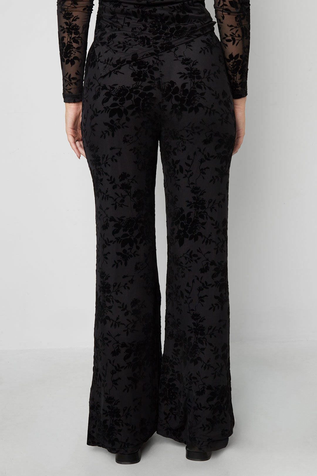 Geweven Polyestervezel Vrouwen Flared Pants Sexy Bloemenprint 2-delige set